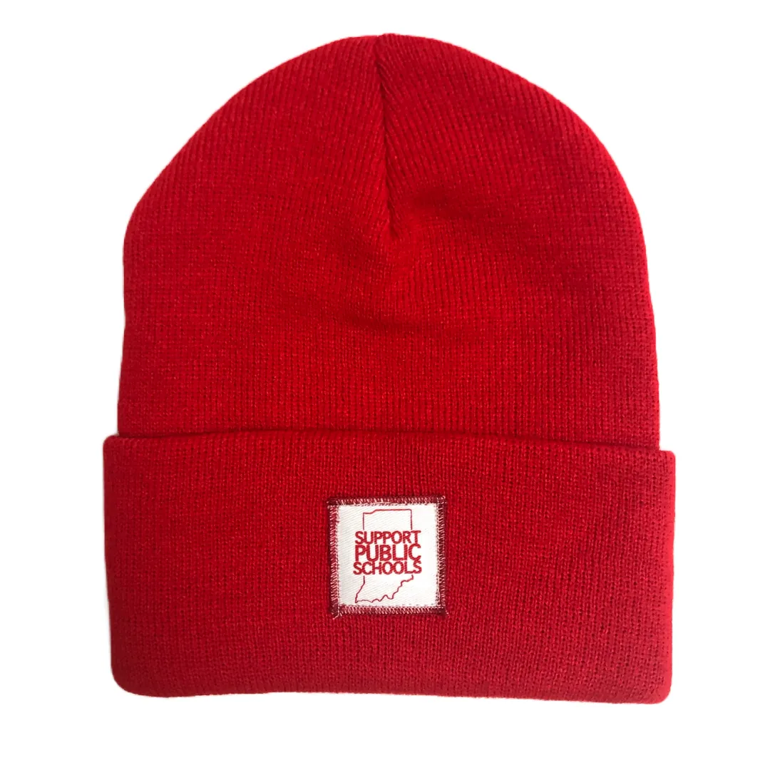 Support Public Schools Indiana Beanie - Bright Red for ED