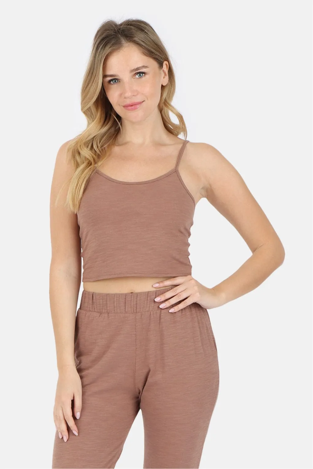 Tegan Cotton Cami Tank - Cocoa