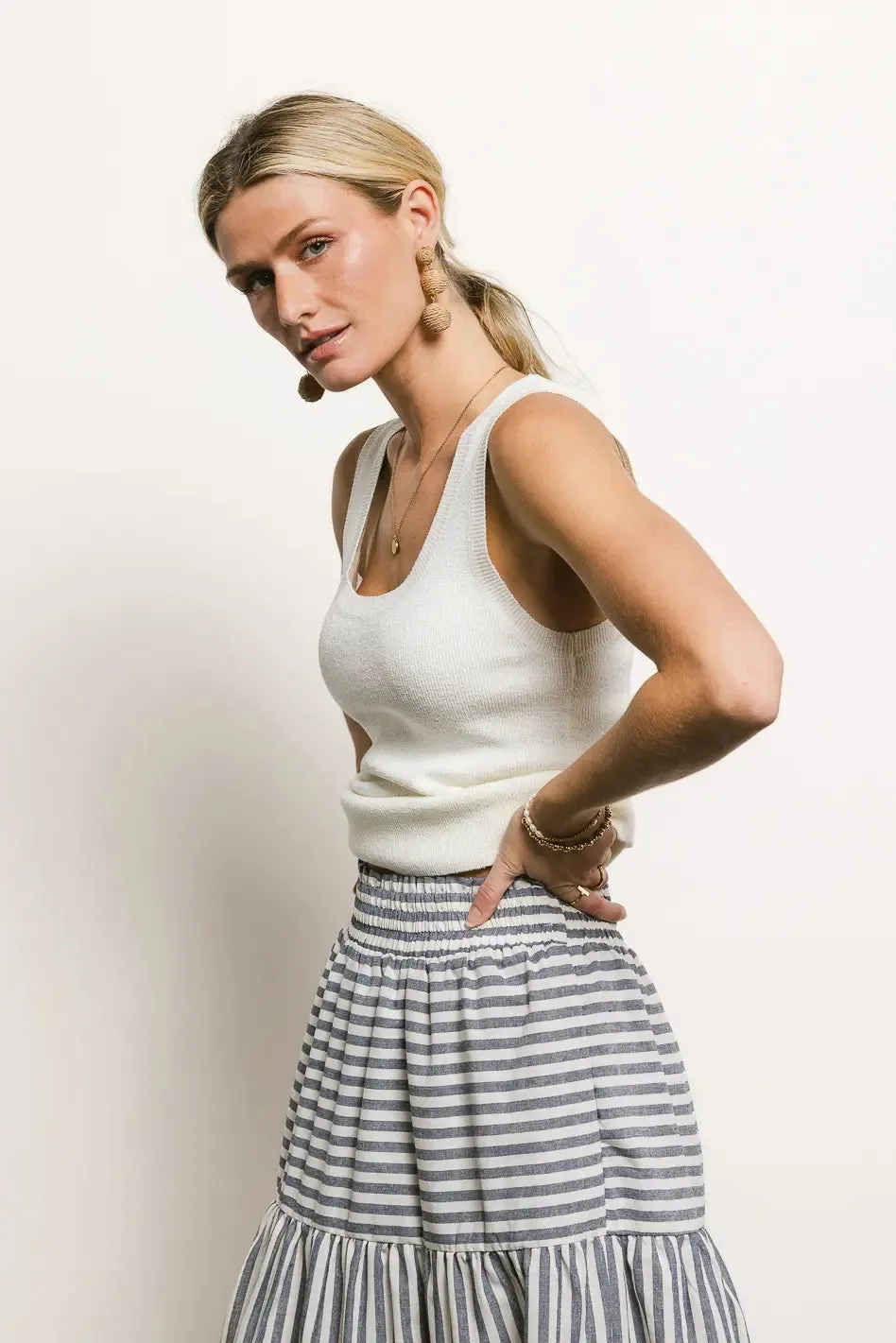 Textured Sweater Tank in White - FINAL SALE