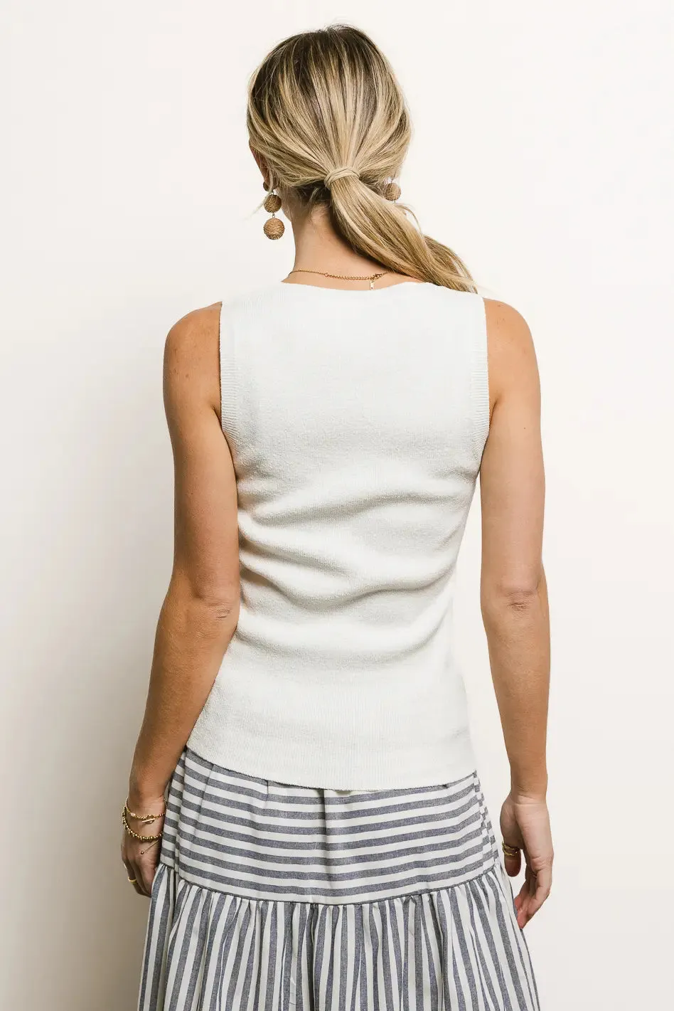 Textured Sweater Tank in White - FINAL SALE