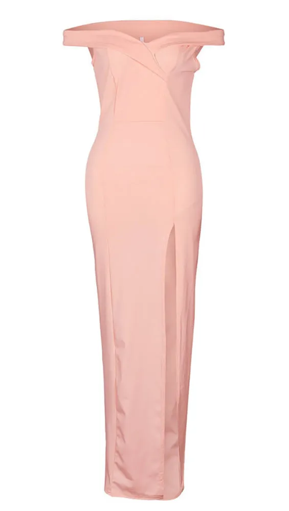 The Anastacia Off Shoulder Maxi Dress Pink