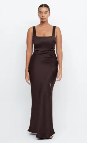 THE DREAMER SQUARE NECK DRESS - DARK CHOCOLATE