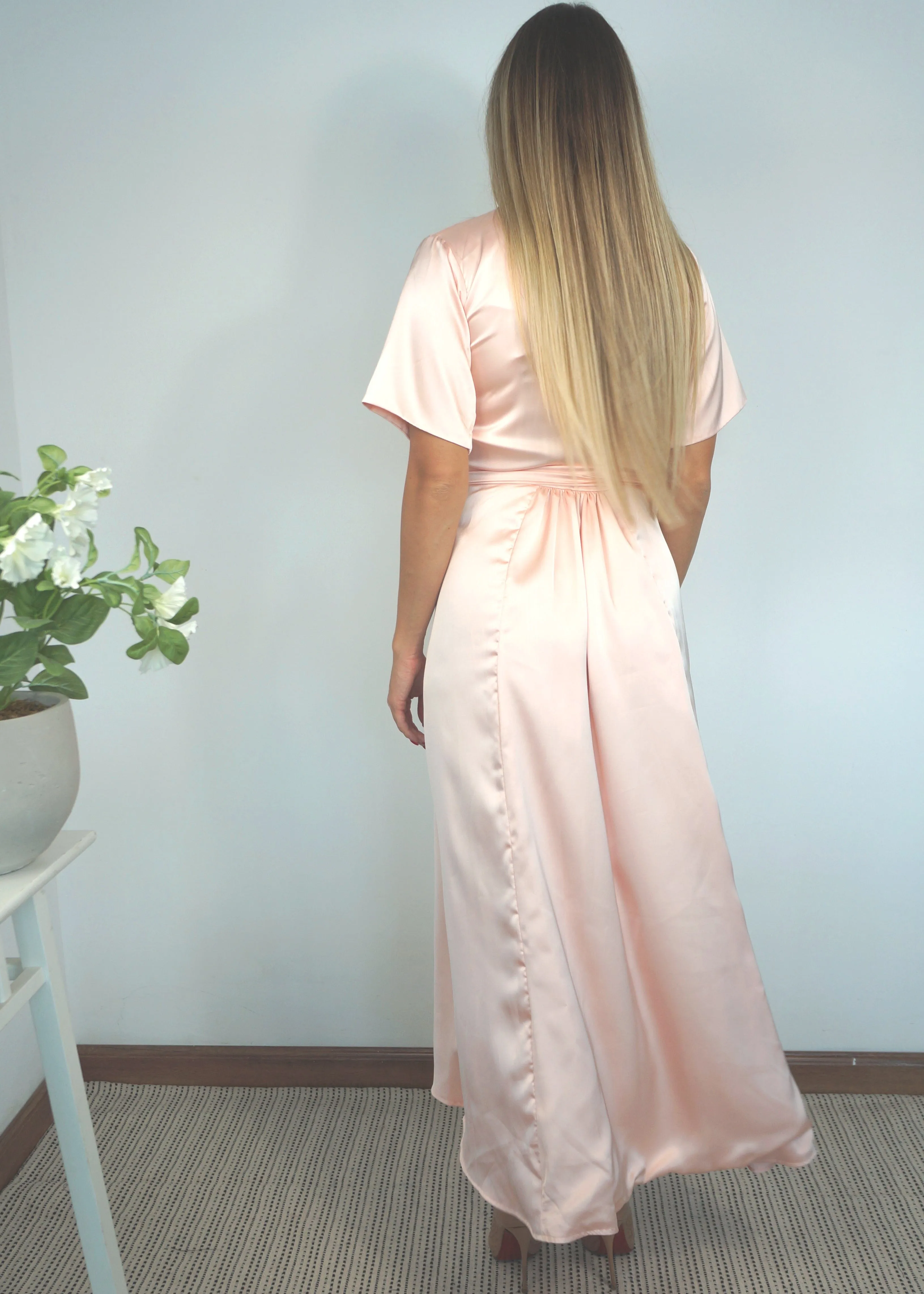 The Maxi Wrap Dress - Perfect Nude Satin