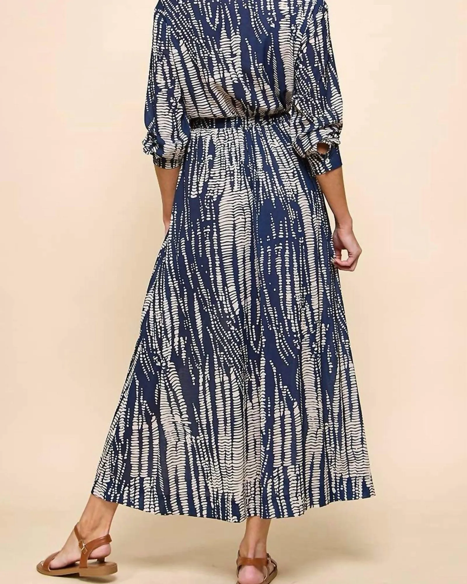 Tie Dye Maxi Dress In Navy/Taupe | Navy/Taupe