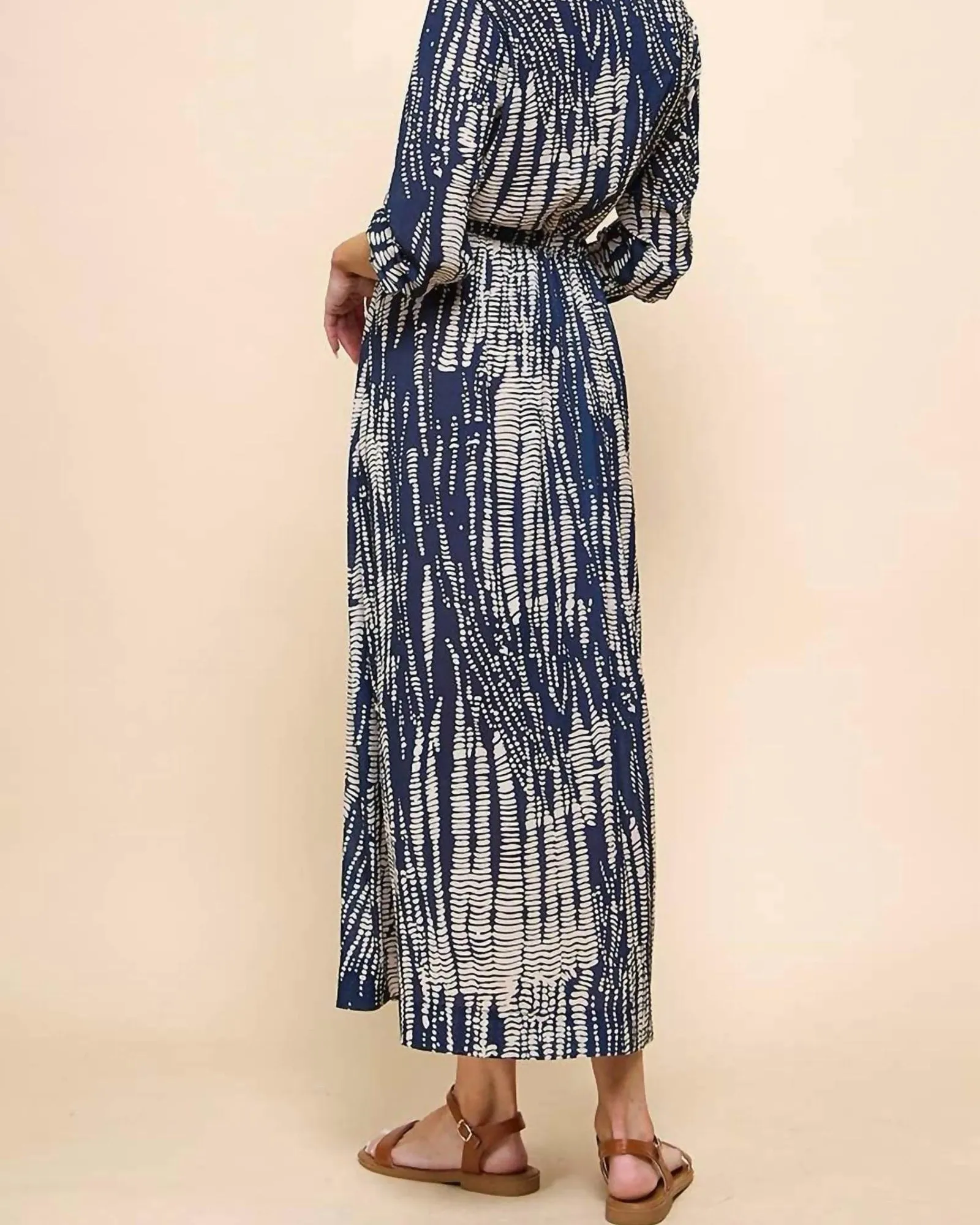 Tie Dye Maxi Dress In Navy/Taupe | Navy/Taupe