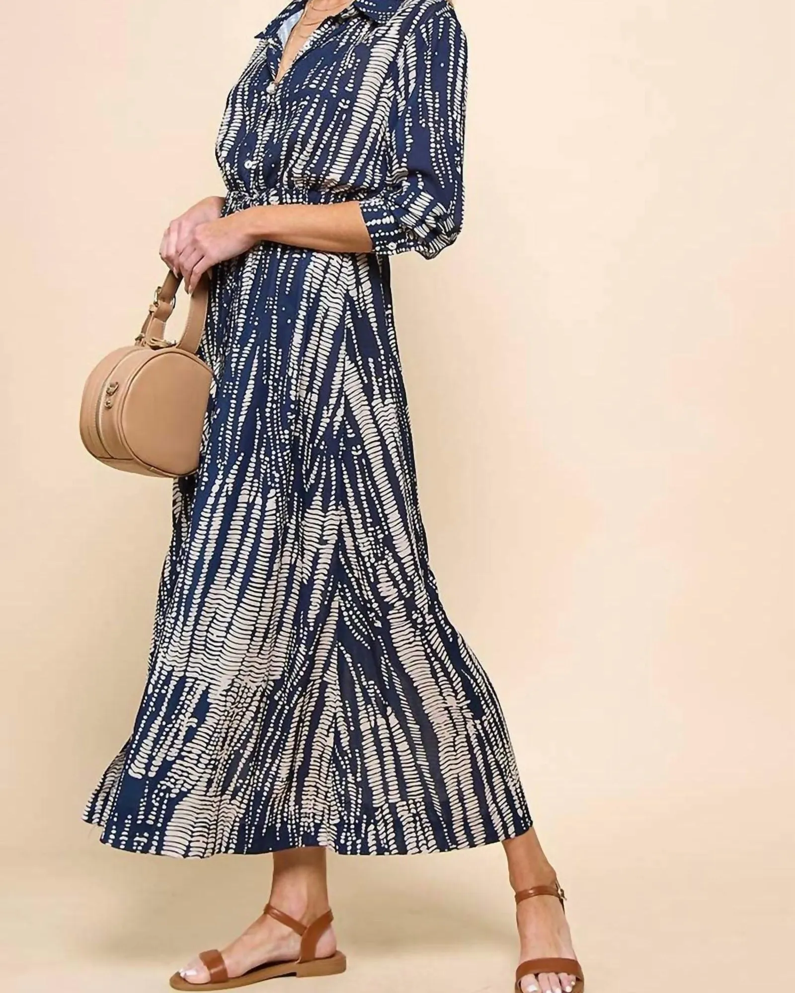 Tie Dye Maxi Dress In Navy/Taupe | Navy/Taupe