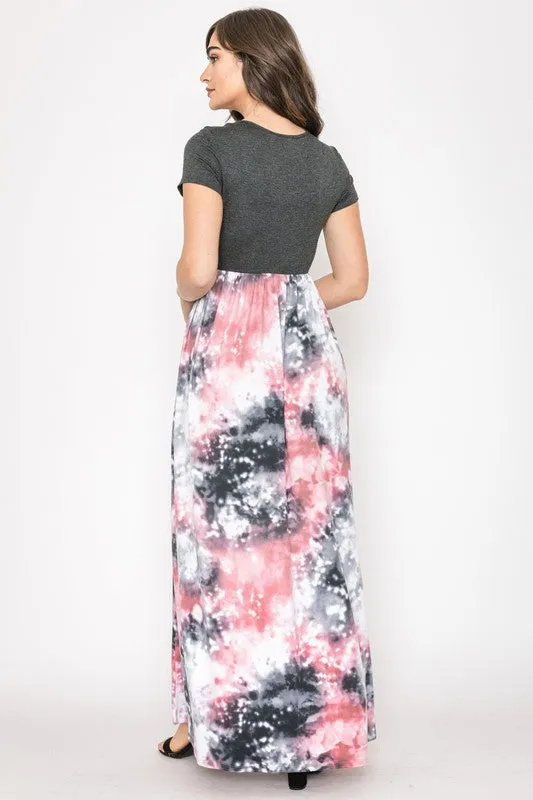 Two Tone Tie Dye Maxi Dress