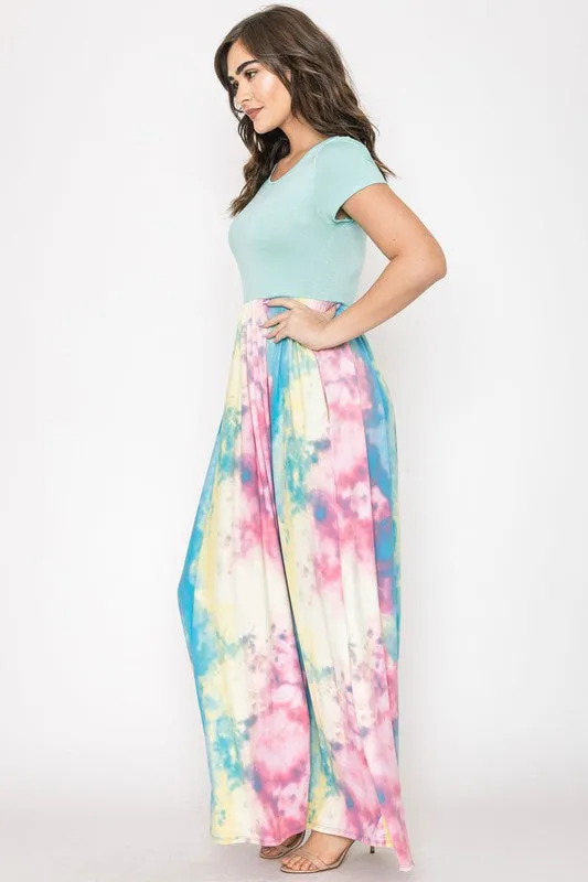 Two Tone Tie Dye Maxi Dress