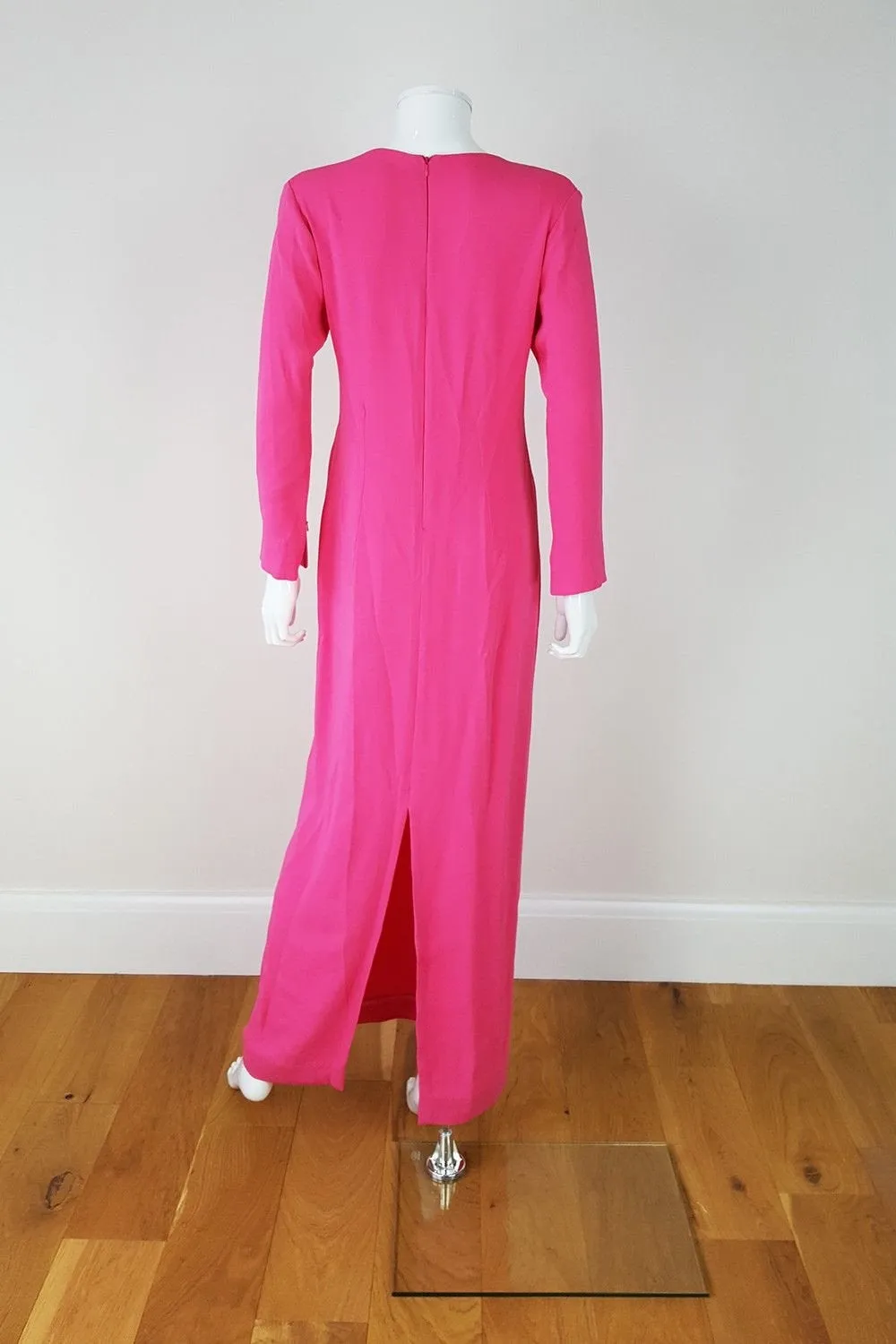 UNLABELLED Fuchsia Pink Long Sleeved Maxi Dress (M)