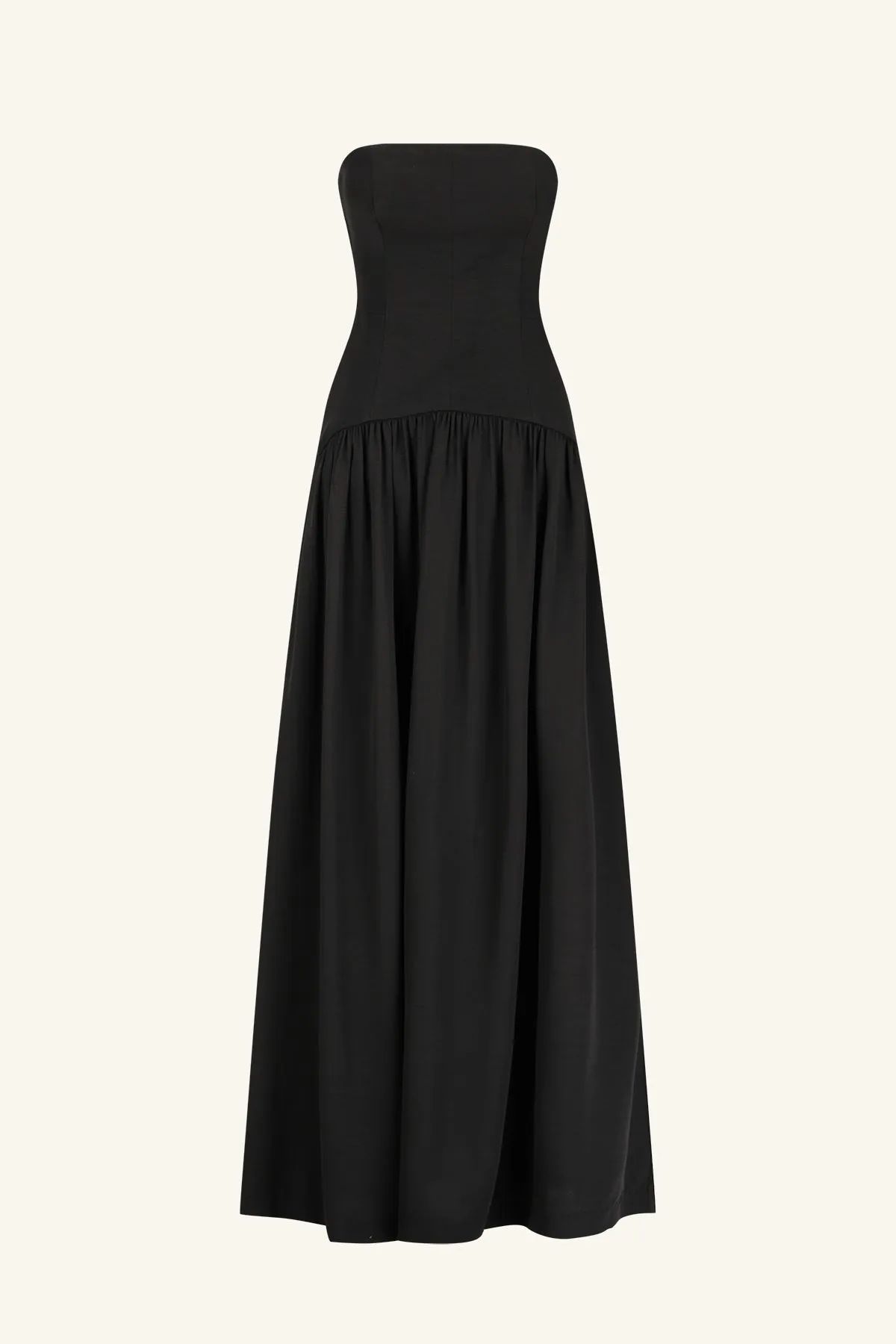 VENTO LACE UP STRAPLESS MAXI DRESS - BLACK