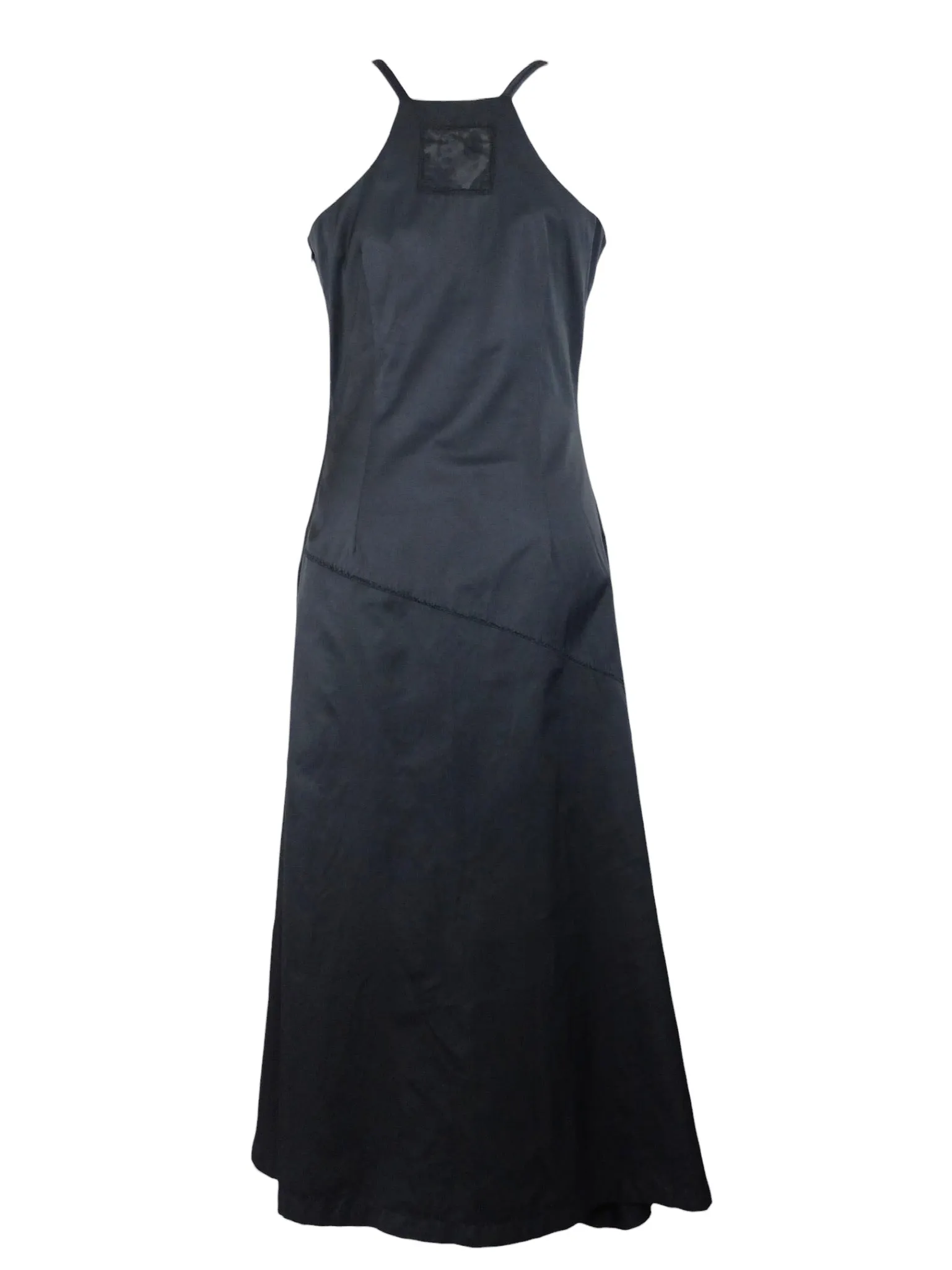 Vintage 2000s Y2K Goth Grunge Utility Black Sleeveless Tank Floor Length Maxi Dress