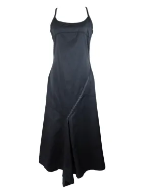 Vintage 2000s Y2K Goth Grunge Utility Black Sleeveless Tank Floor Length Maxi Dress