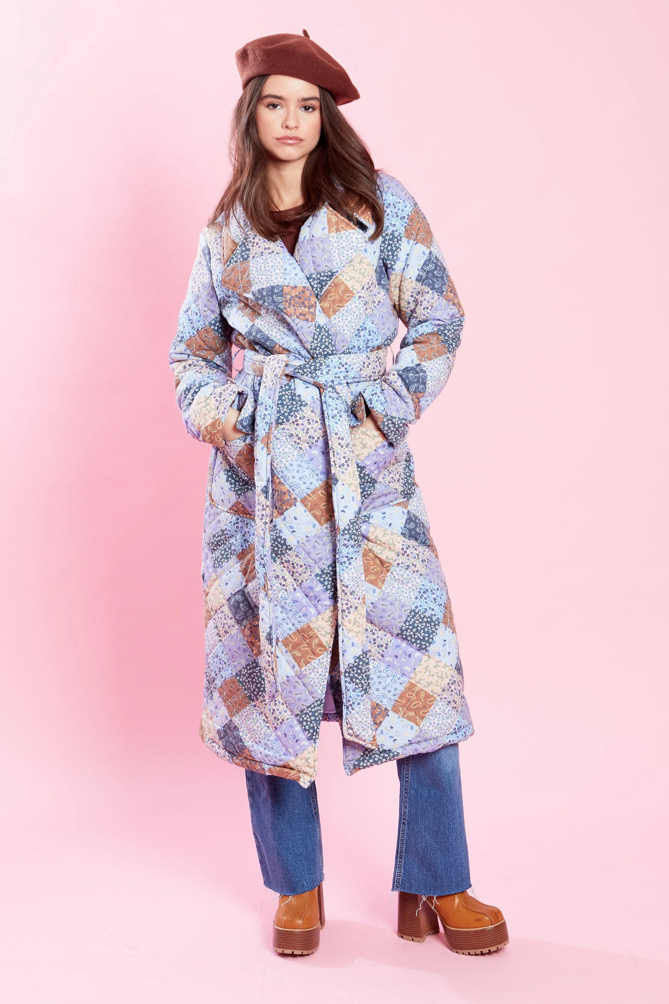 Violet Quilted Patchwork Coat - Multi