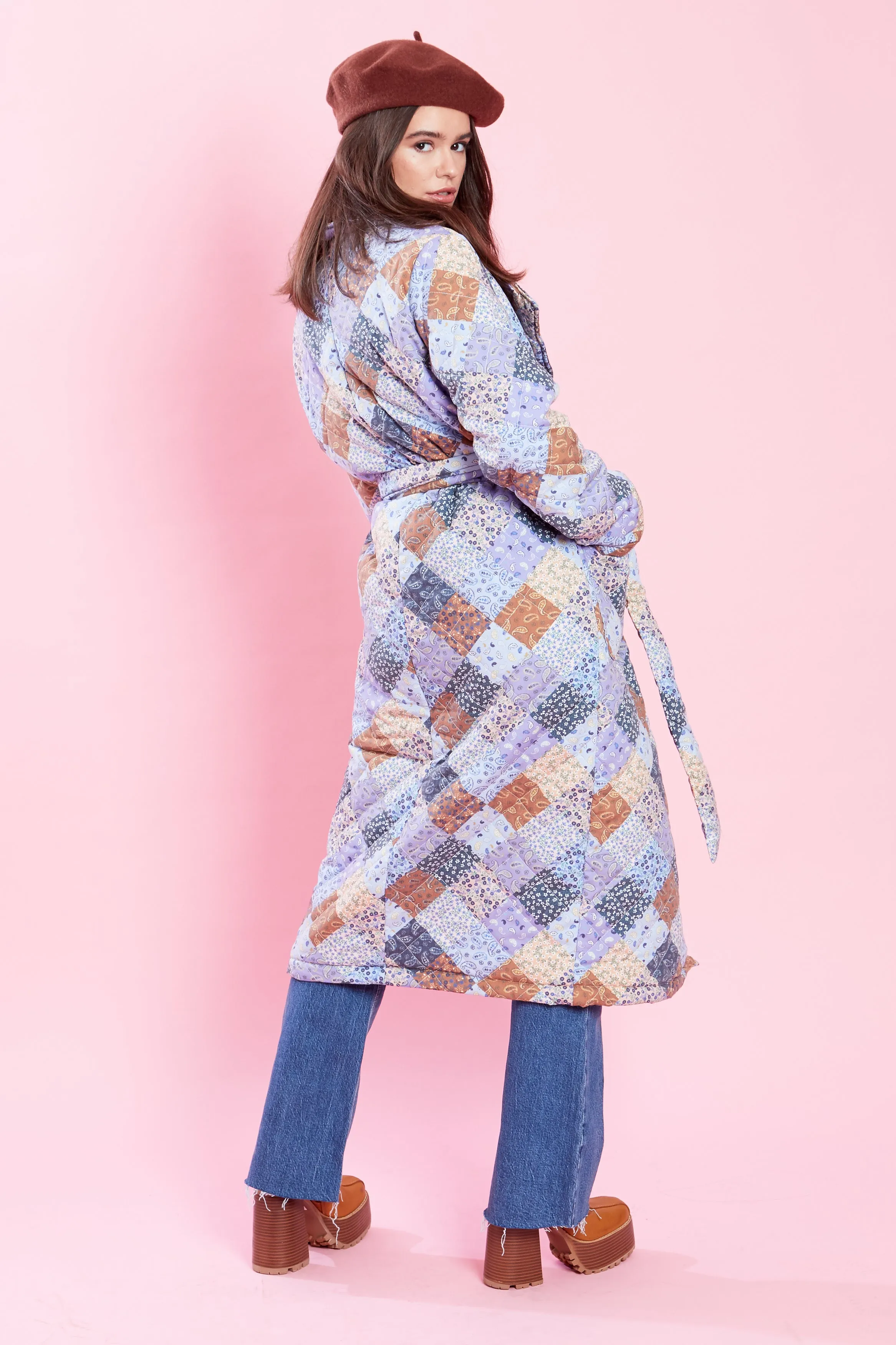 Violet Quilted Patchwork Coat - Multi