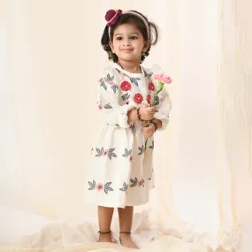 White Floral - Organic Cotton Muslin Dress