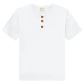 White Henley Short Sleeve T Shirt