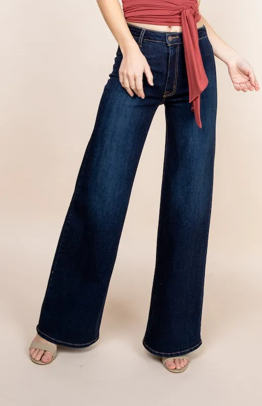 Wide Leg High Rise Denim Jeans