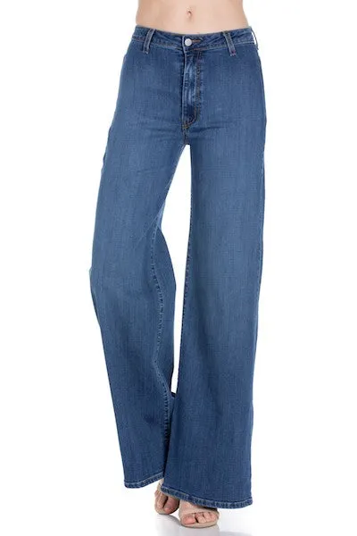 Wide Leg High Rise Denim Jeans