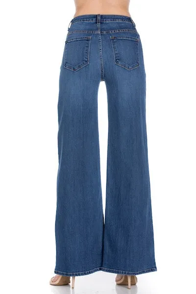 Wide Leg High Rise Denim Jeans