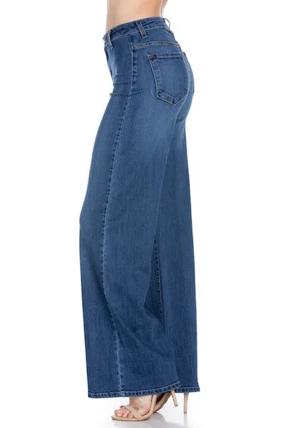 Wide Leg High Rise Denim Jeans