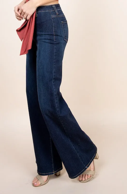 Wide Leg High Rise Denim Jeans