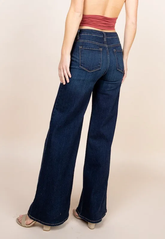 Wide Leg High Rise Denim Jeans