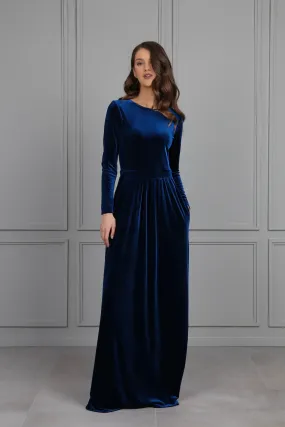 Winter Bridesmaid Velvet Dress With Pockets Wedding Guest Dress Maxi Dress Elegant Formal Dress