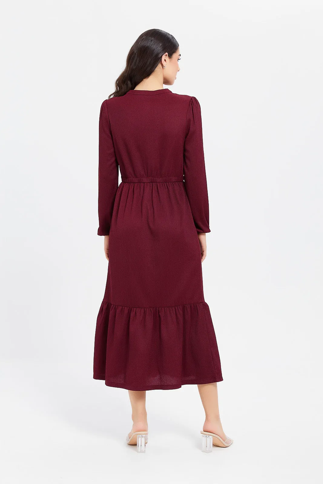 Women Burgundy Maxi Dress