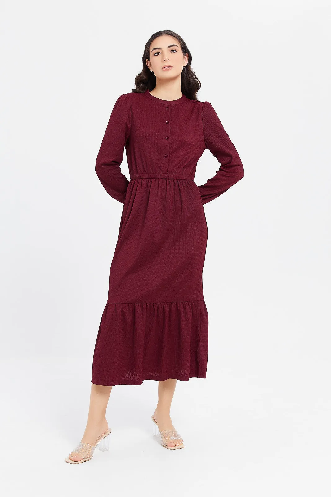 Women Burgundy Maxi Dress