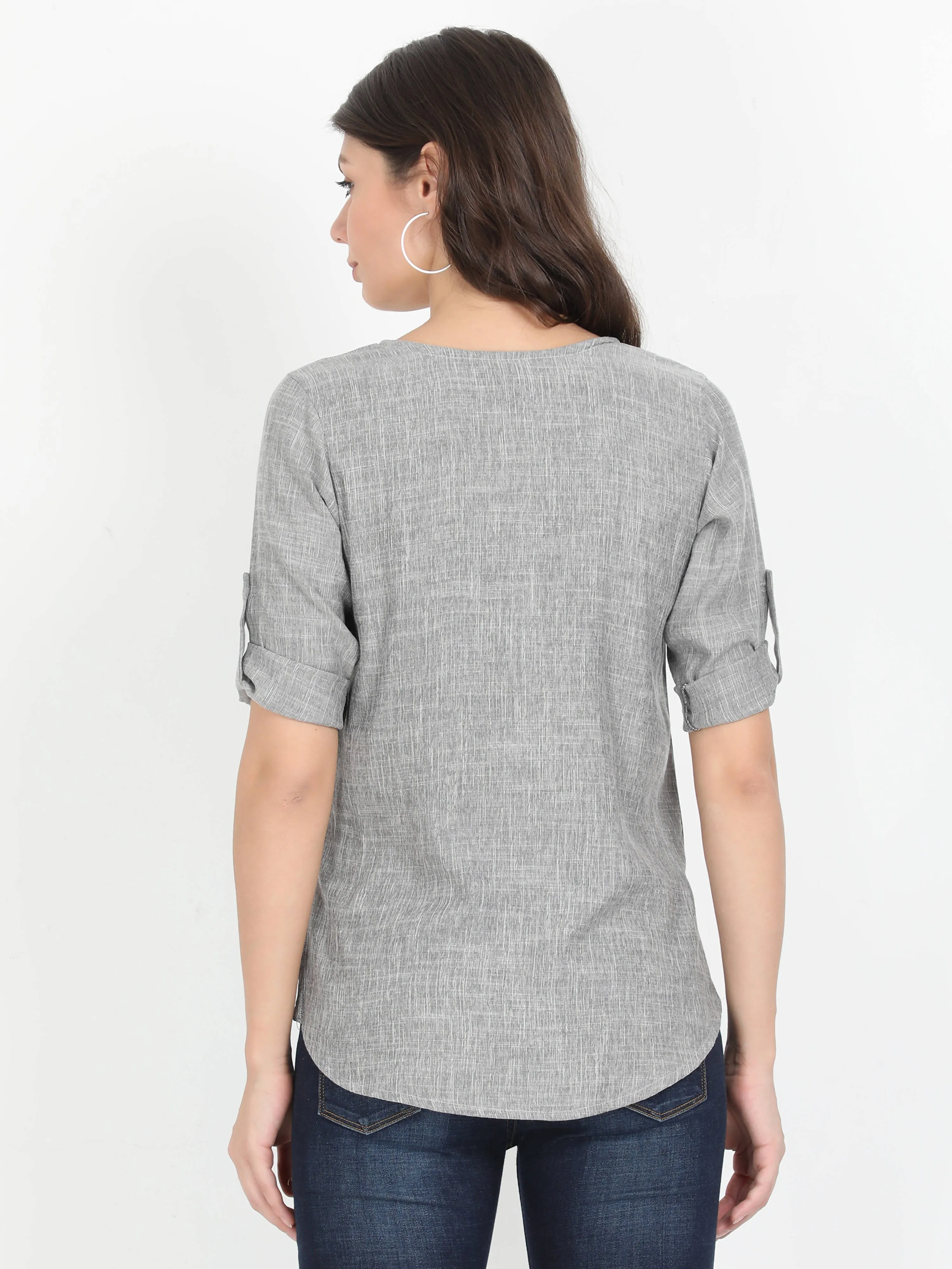 Women Grey Casual Top - Plain