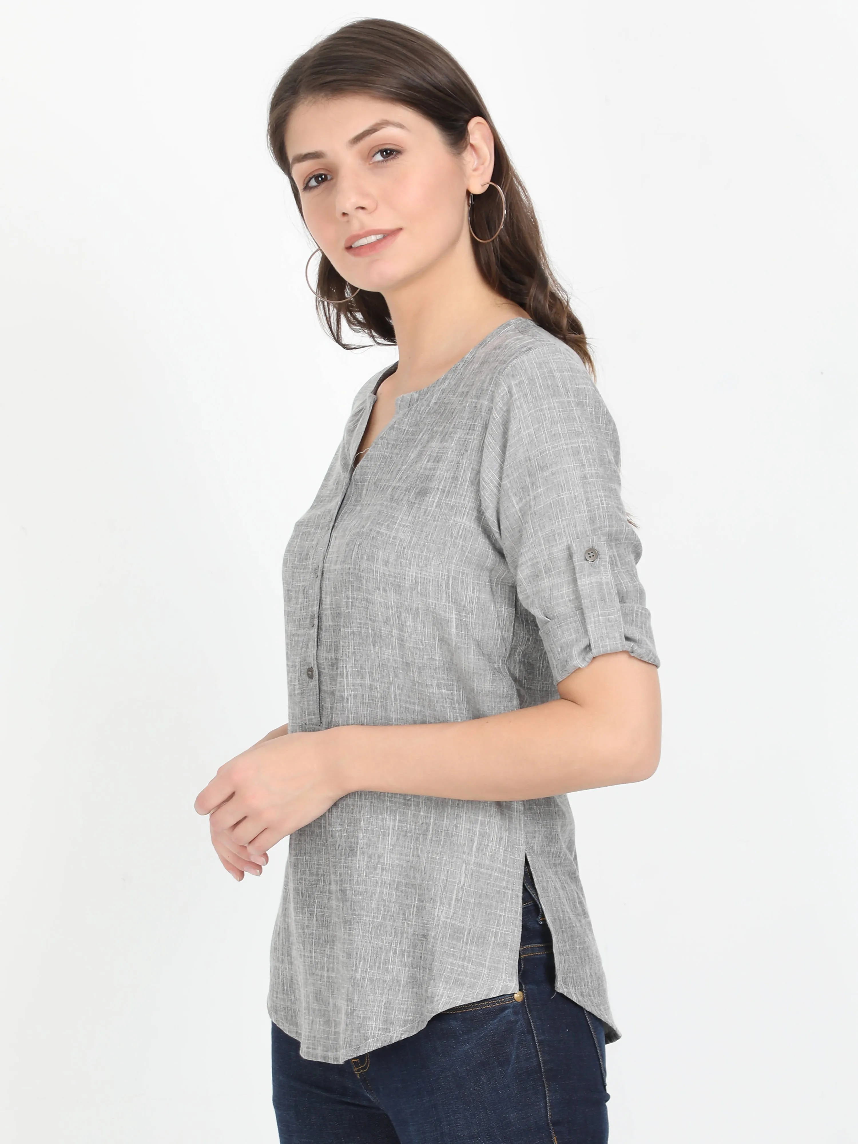 Women Grey Casual Top - Plain