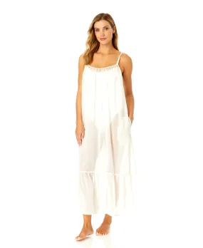 Women's Adjustable Maxi Dress with Seashell Trim Cover Up