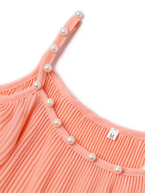 Women's Chiffon Pleated Pearl Cami