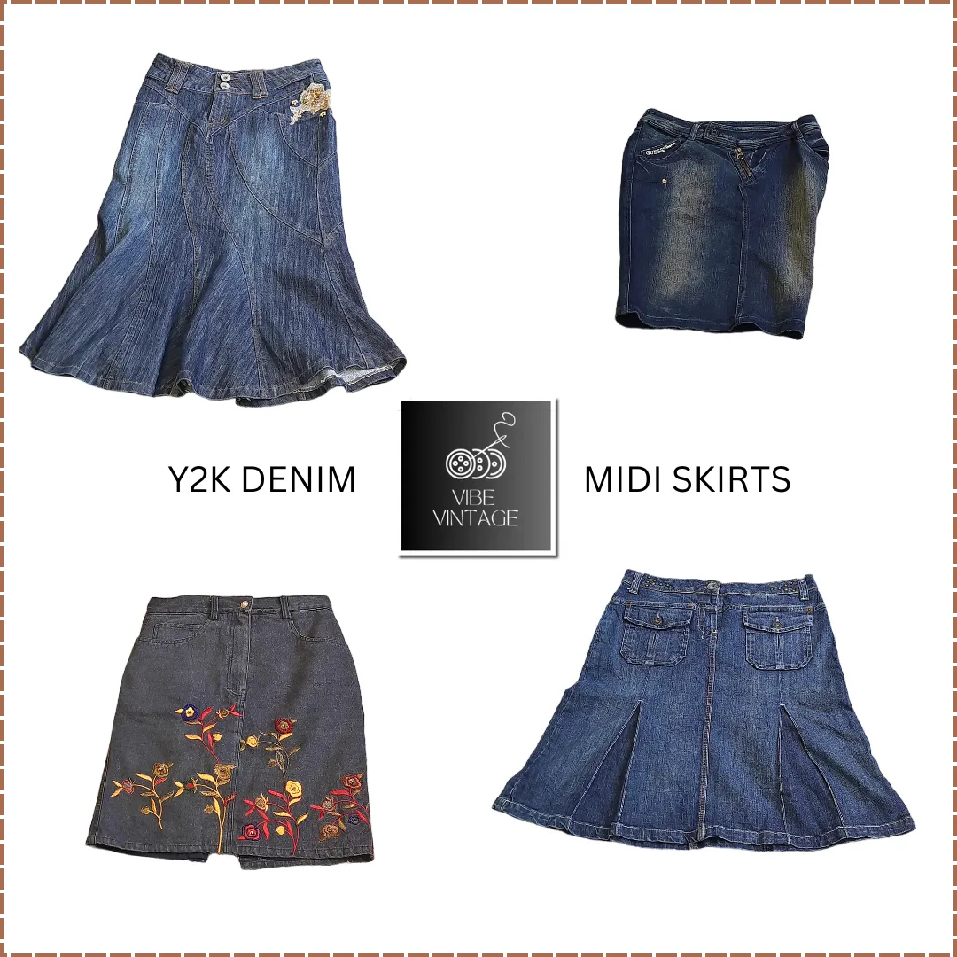 Y2K Denim Maxi Mini Midi Skirts - 50 Pcs