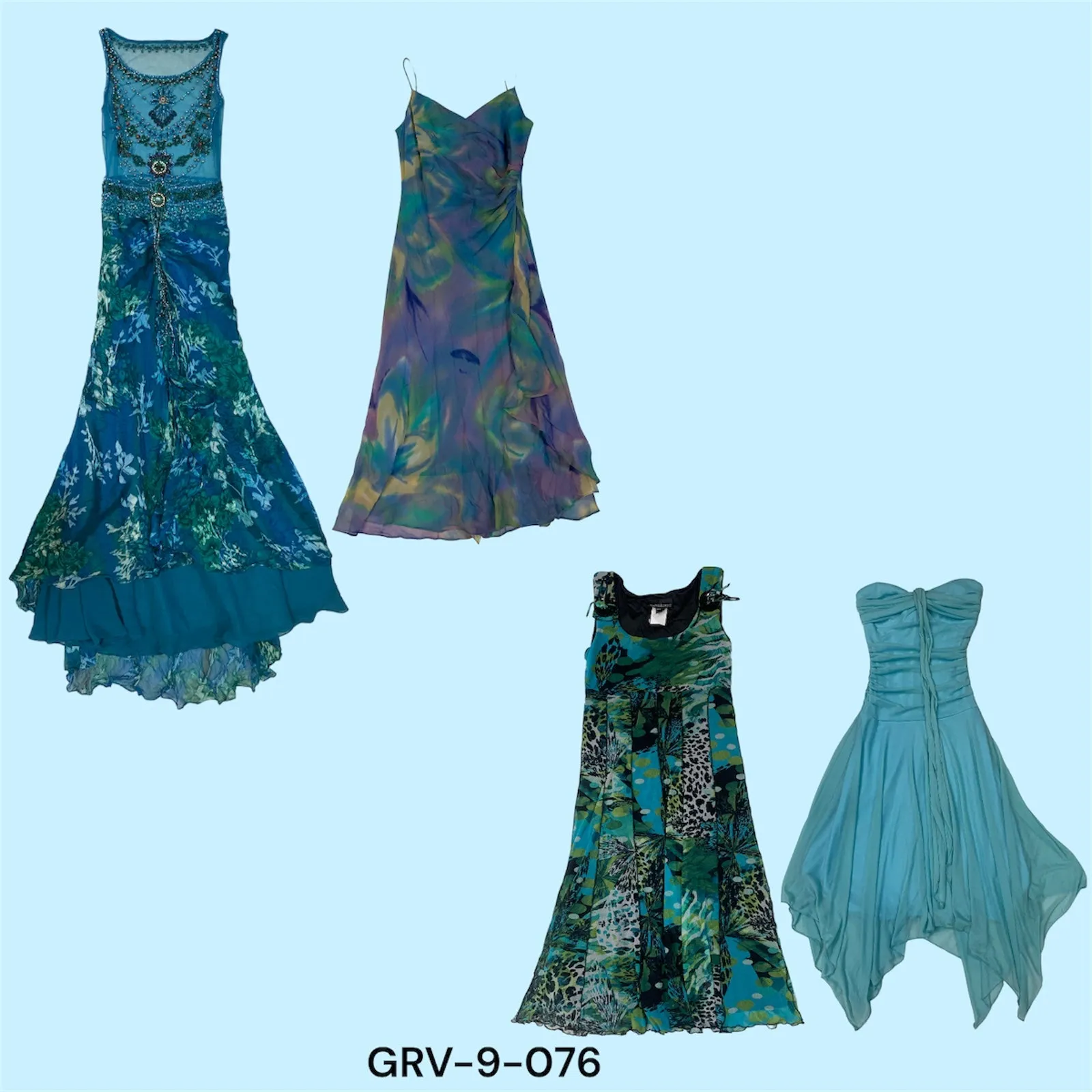 Y2K Fashion – Stunning Blue Poly Dress for a Nostalgic Look(9-076)