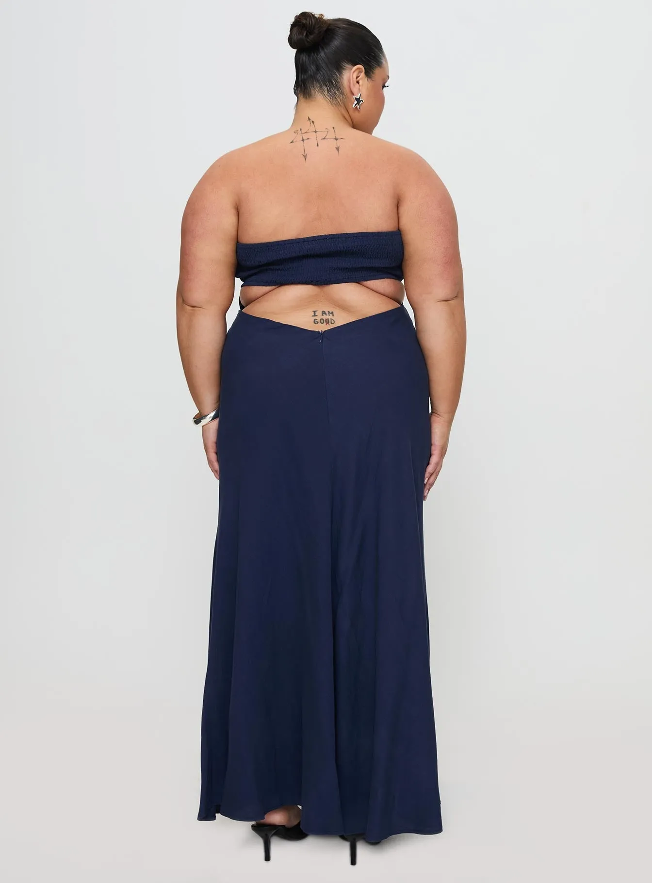 Yahir Strapless Maxi Dress Navy Curve