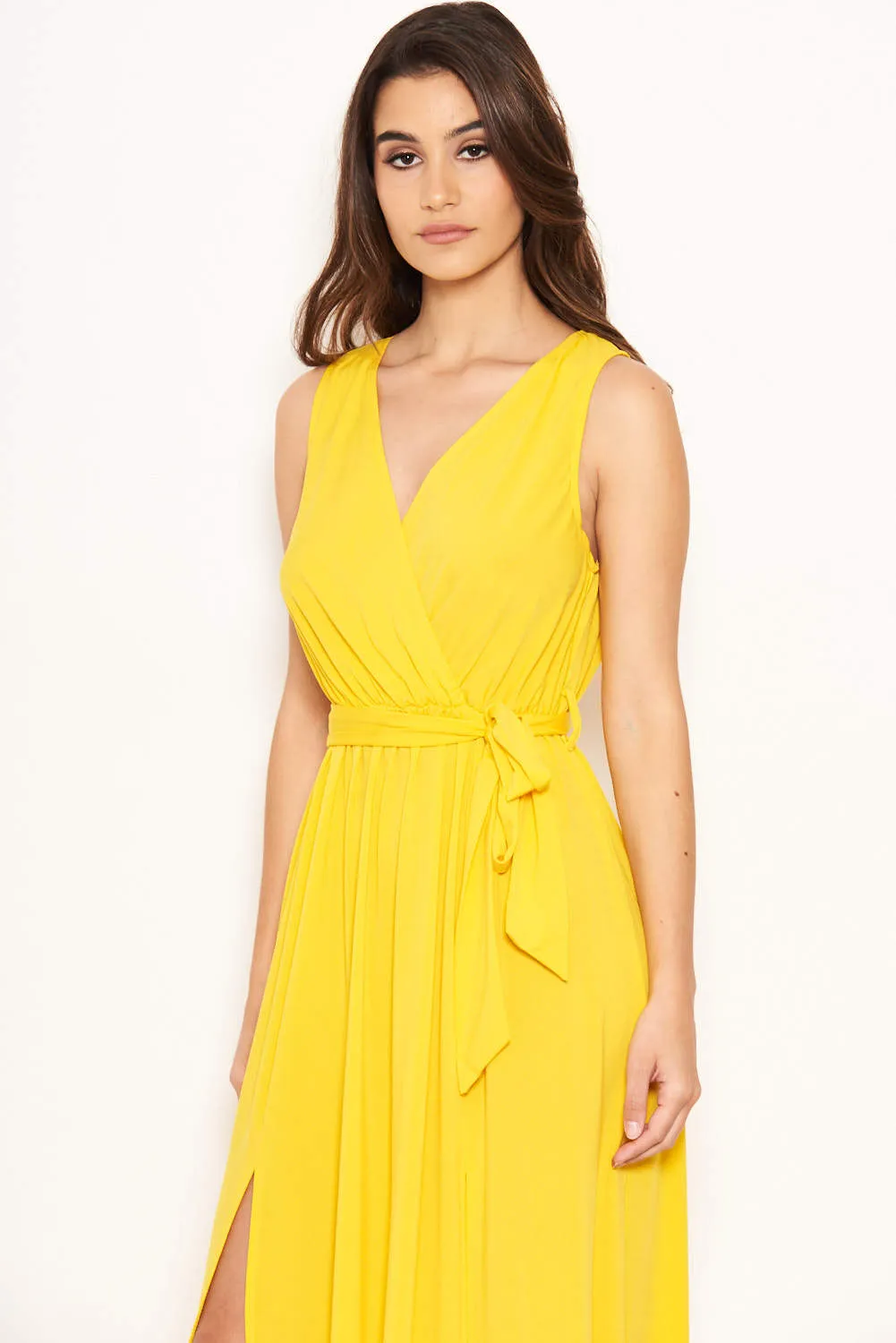 Yellow Wrap Front Maxi Dress