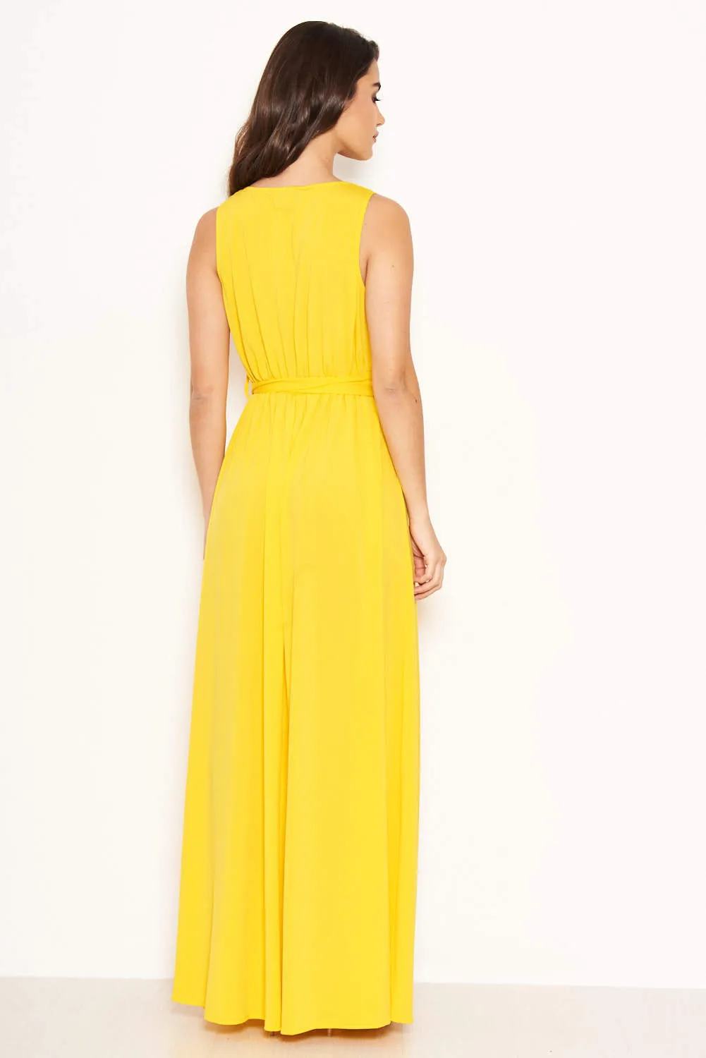 Yellow Wrap Front Maxi Dress