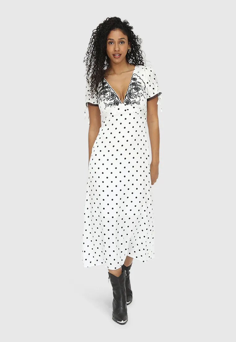 You & I Polka Dot Midi Dress - Black/White