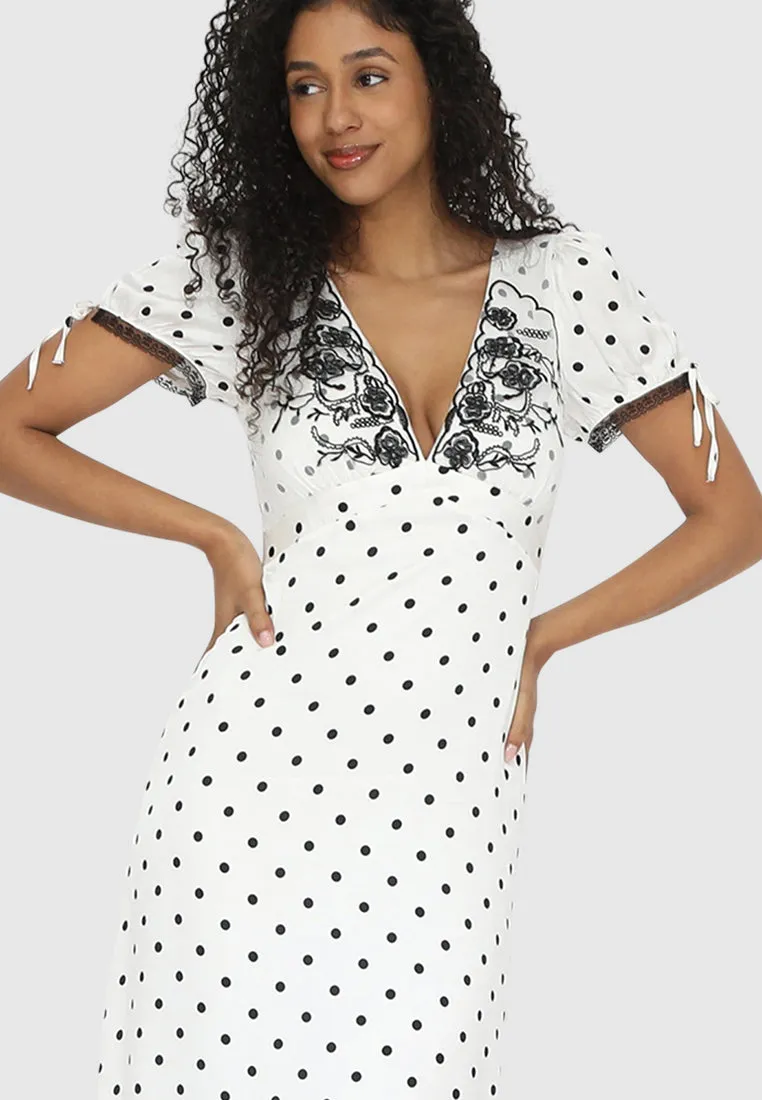 You & I Polka Dot Midi Dress - Black/White