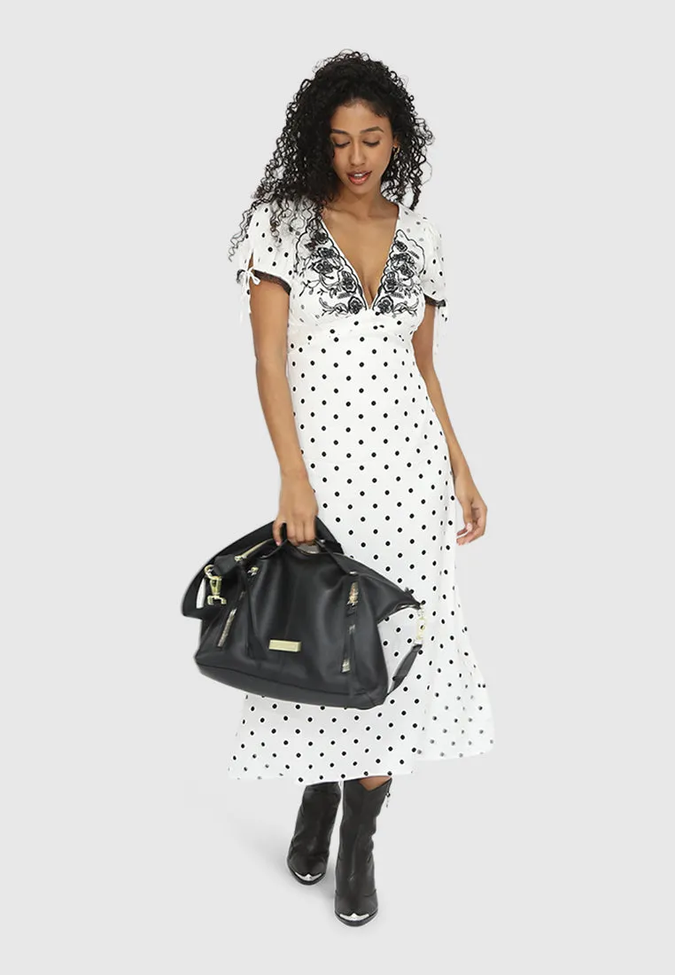 You & I Polka Dot Midi Dress - Black/White