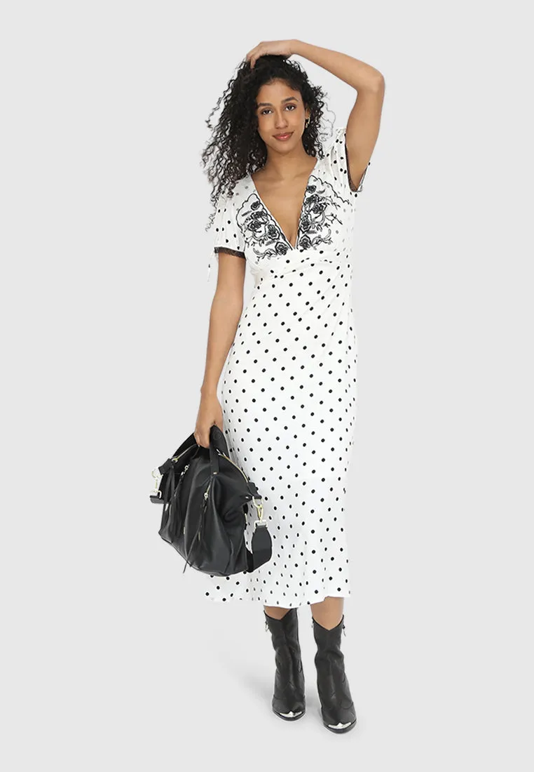 You & I Polka Dot Midi Dress - Black/White